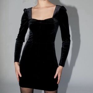 Urban Outfitters Black Velvet Long Sleeve Dress